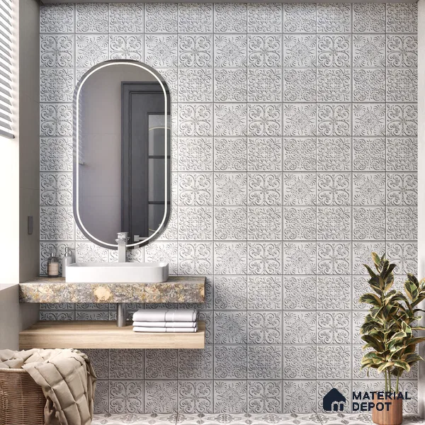 Moroccan Wall Tile TL 06334 B Primora 12 inch x 12 inch Ceramic Matte Finish - 9.5 mm | Suitable for Accent/Feature Walls, Bathroom, Kitchen, Dining Area | Please Expect a Slight Variation of Pattern