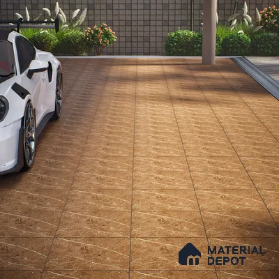 Parking Floor Tile TL 07575 Mosswood Bark | 16 x 16 inch | Anti Slip Matte Finish Heavy Duty Vitrified Tile - 12 mm | Suitable For Parking, Terrace, Balcony | Pattern Alignment May Vary | 2-3 mm Spacer is Mandatory