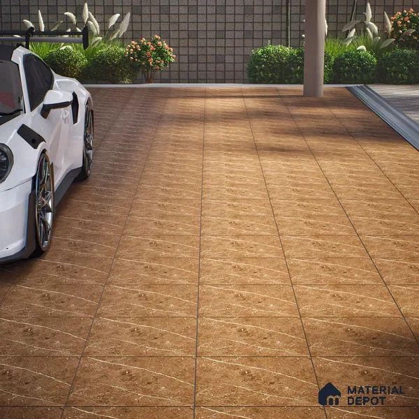 Parking Floor Tile TL 07575 Mosswood Bark | 16 x 16 inch | Anti Slip Matte Finish Heavy Duty Vitrified Tile - 12 mm | Suitable For Parking, Terrace, Balcony | Pattern Alignment May Vary | 2-3 mm Spacer is Mandatory
