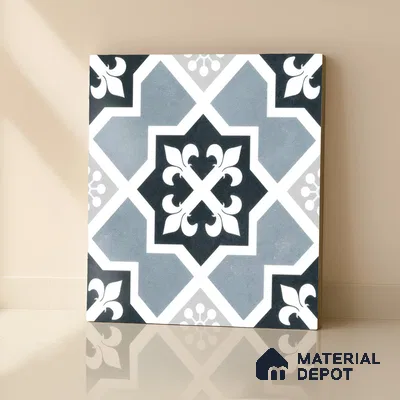 Moroccan Wall & Floor Tile TL 00294 Sky Blue Matte Finish 1 ft x 1 ft Glazed Vitrified Tile - 12 mm | Suitable for Bathroom, Kitchen, Dining Area | Please Expect a Slight Variation of Pattern