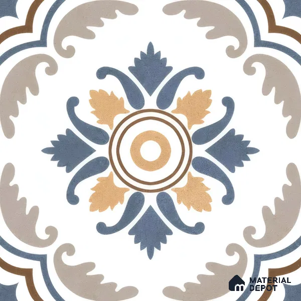 Moroccan Wall & Floor Tile TL 00295 Orange & Blue Matte Finish 1 ft x 1 ft Glazed Vitrified Tile - 12 mm | Suitable For Bathroom, Kitchen, Living Area | Please Expect a Slight Variation of Pattern
