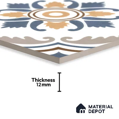 Moroccan Wall & Floor Tile TL 00295 Orange & Blue Matte Finish 1 ft x 1 ft Glazed Vitrified Tile - 12 mm | Suitable For Bathroom, Kitchen, Living Area | Please Expect a Slight Variation of Pattern