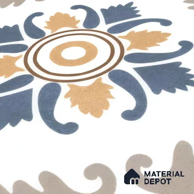 Moroccan Wall & Floor Tile TL 00295 Orange & Blue Matte Finish 1 ft x 1 ft Glazed Vitrified Tile - 12 mm | Suitable For Bathroom, Kitchen, Living Area | Please Expect a Slight Variation of Pattern