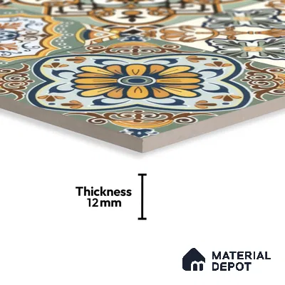 Moroccan Wall & Floor Tile TL 00297 Orange & Yellow Matte Finish 1 ft x 1 ft Glazed Vitrified Tile - 12 mm | Suitable For Bathroom, Kitchen, Living Area (Sample)
