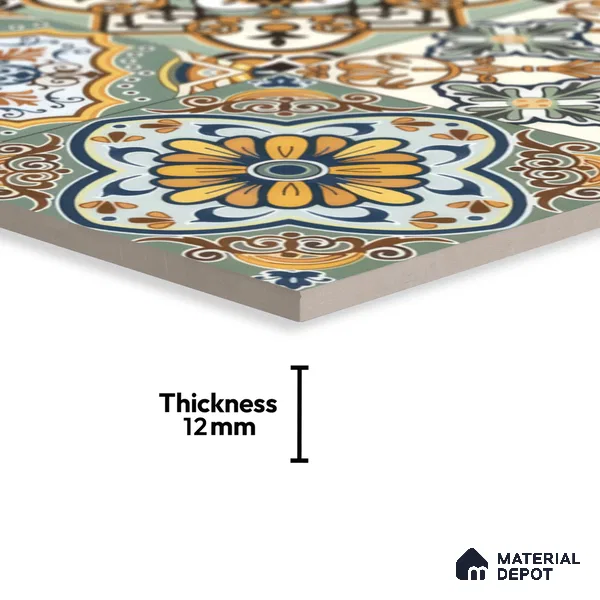 Moroccan Wall & Floor Tile TL 00297 Orange & Yellow Matte Finish 1 ft x 1 ft Glazed Vitrified Tile - 12 mm | Suitable For Bathroom, Kitchen, Living Area (Sample)