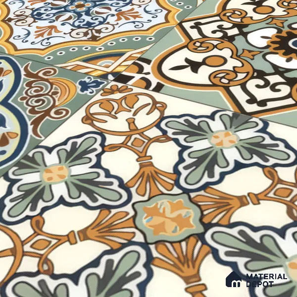 Moroccan Wall & Floor Tile TL 00297 Orange & Yellow Matte Finish 1 ft x 1 ft Glazed Vitrified Tile - 12 mm | Suitable For Bathroom, Kitchen, Living Area (Sample)