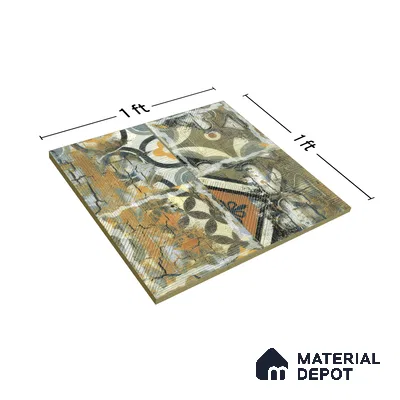 Moroccan Wall & Floor Tile TL 00298 Orange & Green Matte Finish 1 ft x 1 ft Glazed Vitrified Tile - 12 mm | Suitable For Bathroom, Kitchen, Living Area | Please Expect a Slight Variation of Pattern (Sample)
