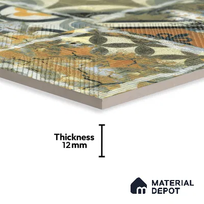 Moroccan Wall & Floor Tile TL 00298 Orange & Green Matte Finish 1 ft x 1 ft Glazed Vitrified Tile - 12 mm | Suitable For Bathroom, Kitchen, Living Area | Please Expect a Slight Variation of Pattern (Sample)