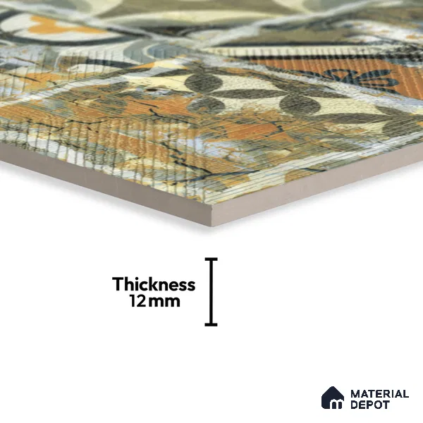 Moroccan Wall & Floor Tile TL 00298 Orange & Green Matte Finish 1 ft x 1 ft Glazed Vitrified Tile - 12 mm | Suitable For Bathroom, Kitchen, Living Area | Please Expect a Slight Variation of Pattern (Sample)