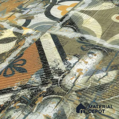 Moroccan Wall & Floor Tile TL 00298 Orange & Green Matte Finish 1 ft x 1 ft Glazed Vitrified Tile - 12 mm | Suitable For Bathroom, Kitchen, Living Area | Please Expect a Slight Variation of Pattern (Sample)