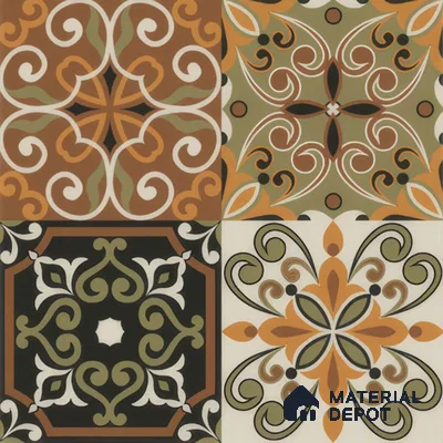 Moroccan Wall & Floor Tile TL 00299 Orange & Brown Matte Finish 1 ft x 1 ft Glazed Vitrified Tile - 12 mm | Suitable For Bathroom, Kitchen, Living Area | Please Expect a Slight Variation of Pattern