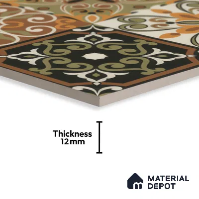 Moroccan Wall & Floor Tile TL 00299 Orange & Brown Matte Finish 1 ft x 1 ft Glazed Vitrified Tile - 12 mm | Suitable For Bathroom, Kitchen, Living Area | Please Expect a Slight Variation of Pattern