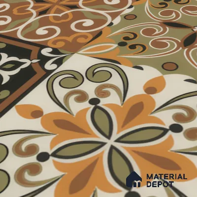 Moroccan Wall & Floor Tile TL 00299 Orange & Brown Matte Finish 1 ft x 1 ft Glazed Vitrified Tile - 12 mm | Suitable For Bathroom, Kitchen, Living Area | Please Expect a Slight Variation of Pattern