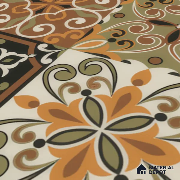 Moroccan Wall & Floor Tile TL 00299 Orange & Brown Matte Finish 1 ft x 1 ft Glazed Vitrified Tile - 12 mm | Suitable For Bathroom, Kitchen, Living Area | Please Expect a Slight Variation of Pattern