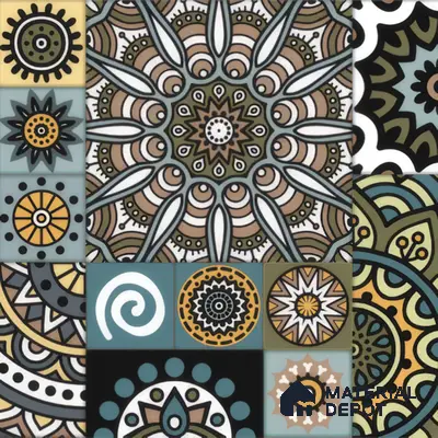 Moroccan Wall & Floor Tile TL 00300 Blue & Yellow Matte Finish 1 ft x 1 ft Glazed Vitrified Tile - 12 mm | Suitable For Bathroom, Kitchen, Living Area | Please Expect a Slight Variation of Pattern