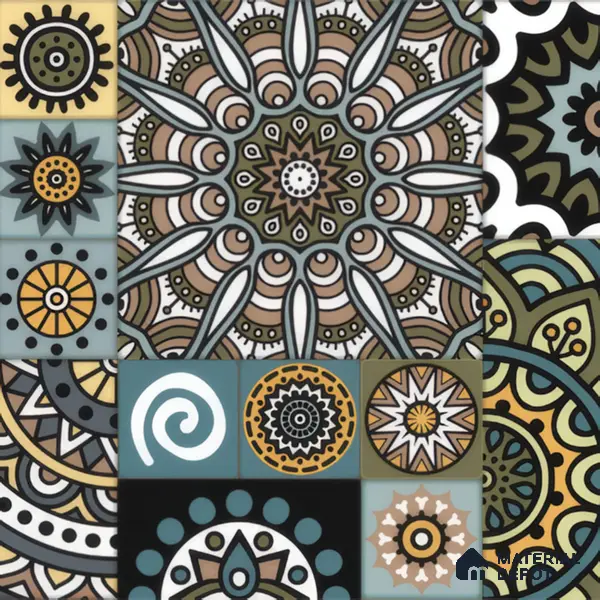 Moroccan Wall & Floor Tile TL 00300 Blue & Yellow Matte Finish 1 ft x 1 ft Glazed Vitrified Tile - 12 mm | Suitable For Bathroom, Kitchen, Living Area | Please Expect a Slight Variation of Pattern