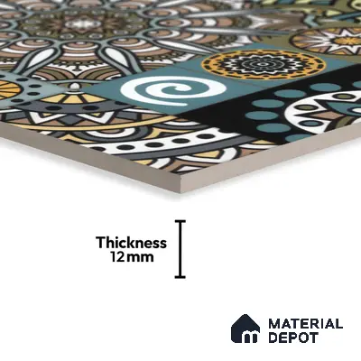 Moroccan Wall & Floor Tile TL 00300 Blue & Yellow Matte Finish 1 ft x 1 ft Glazed Vitrified Tile - 12 mm | Suitable For Bathroom, Kitchen, Living Area | Please Expect a Slight Variation of Pattern
