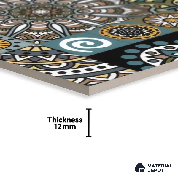 Moroccan Wall & Floor Tile TL 00300 Blue & Yellow Matte Finish 1 ft x 1 ft Glazed Vitrified Tile - 12 mm | Suitable For Bathroom, Kitchen, Living Area | Please Expect a Slight Variation of Pattern