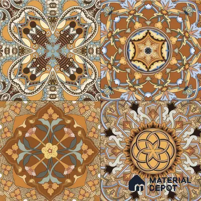 Moroccan Wall & Floor Tile TL 00301 Yellow & Orange Matte Finish 1 ft x 1 ft Glazed Vitrified Tile - 12 mm | Suitable For Bathroom, Kitchen, Living Area | Please Expect a Slight Variation of Pattern