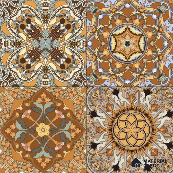 Moroccan Wall & Floor Tile TL 00301 Yellow & Orange Matte Finish 1 ft x 1 ft Glazed Vitrified Tile - 12 mm | Suitable For Bathroom, Kitchen, Living Area | Please Expect a Slight Variation of Pattern