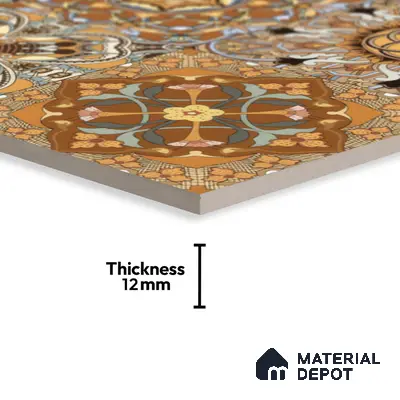 Moroccan Wall & Floor Tile TL 00301 Yellow & Orange Matte Finish 1 ft x 1 ft Glazed Vitrified Tile - 12 mm | Suitable For Bathroom, Kitchen, Living Area | Please Expect a Slight Variation of Pattern