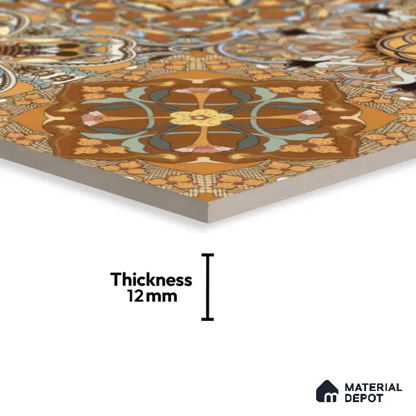 Moroccan Wall & Floor Tile TL 00301 Yellow & Orange Matte Finish 1 ft x 1 ft Glazed Vitrified Tile - 12 mm | Suitable For Bathroom, Kitchen, Living Area | Please Expect a Slight Variation of Pattern
