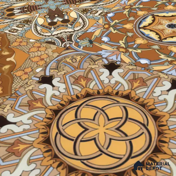Moroccan Wall & Floor Tile TL 00301 Yellow & Orange Matte Finish 1 ft x 1 ft Glazed Vitrified Tile - 12 mm | Suitable For Bathroom, Kitchen, Living Area | Please Expect a Slight Variation of Pattern