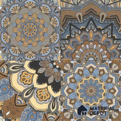 Moroccan Wall & Floor Tile TL 00303 Brown & Blue Matte Finish 1 ft x 1 ft Glazed Vitrified Tile - 12 mm | Suitable For Bathroom, Kitchen, Living Area | Please Expect a Slight Variation of Pattern