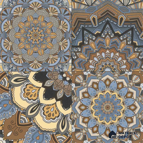 Moroccan Wall & Floor Tile TL 00303 Brown & Blue Matte Finish 1 ft x 1 ft Glazed Vitrified Tile - 12 mm | Suitable For Bathroom, Kitchen, Living Area | Please Expect a Slight Variation of Pattern