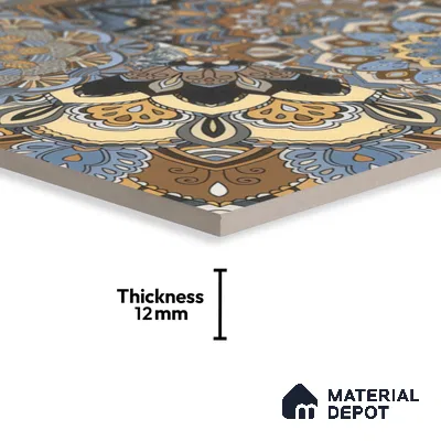 Moroccan Wall & Floor Tile TL 00303 Brown & Blue Matte Finish 1 ft x 1 ft Glazed Vitrified Tile - 12 mm | Suitable For Bathroom, Kitchen, Living Area | Please Expect a Slight Variation of Pattern