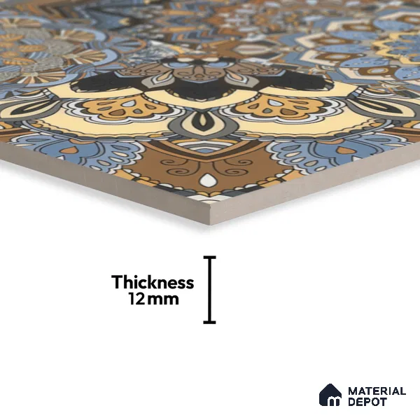 Moroccan Wall & Floor Tile TL 00303 Brown & Blue Matte Finish 1 ft x 1 ft Glazed Vitrified Tile - 12 mm | Suitable For Bathroom, Kitchen, Living Area | Please Expect a Slight Variation of Pattern