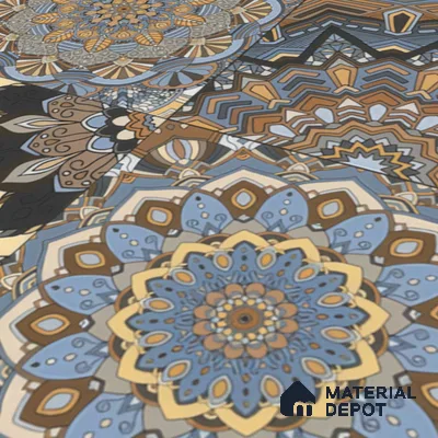 Moroccan Wall & Floor Tile TL 00303 Brown & Blue Matte Finish 1 ft x 1 ft Glazed Vitrified Tile - 12 mm | Suitable For Bathroom, Kitchen, Living Area | Please Expect a Slight Variation of Pattern