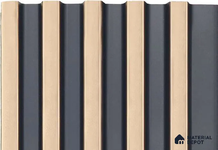 Beige Metallic Louver MRL 134 9.5 ft x 4.8 inch Charcoal Panel - 12 mm | Suitable for Feature Wall, TV Unit & Living Room | Width is Subjected to 5% Variation