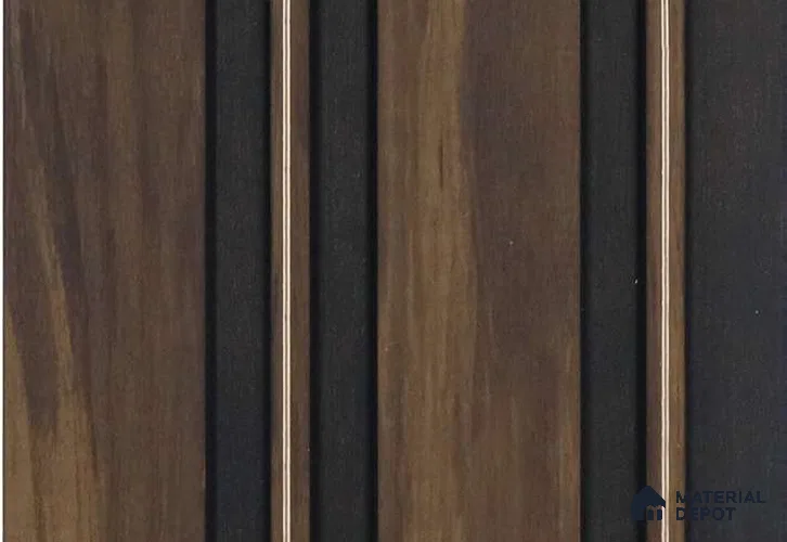 Brown Wooden Louver MRL 162 9.5 ft x 4.8 inch Charcoal Panel - 12 mm | Suitable for Feature Wall, TV Unit & Living Room | Width is Subjected to 5% Variation