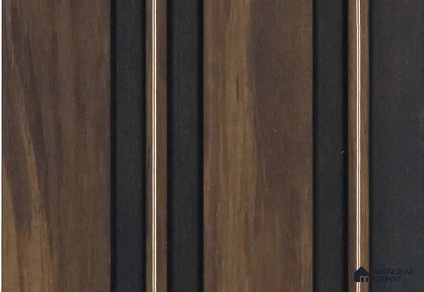 Brown Wooden Louver MRL 162 9.5 ft x 4.8 inch Charcoal Panel - 12 mm | Suitable for Feature Wall, TV Unit & Living Room | Width is Subjected to 5% Variation