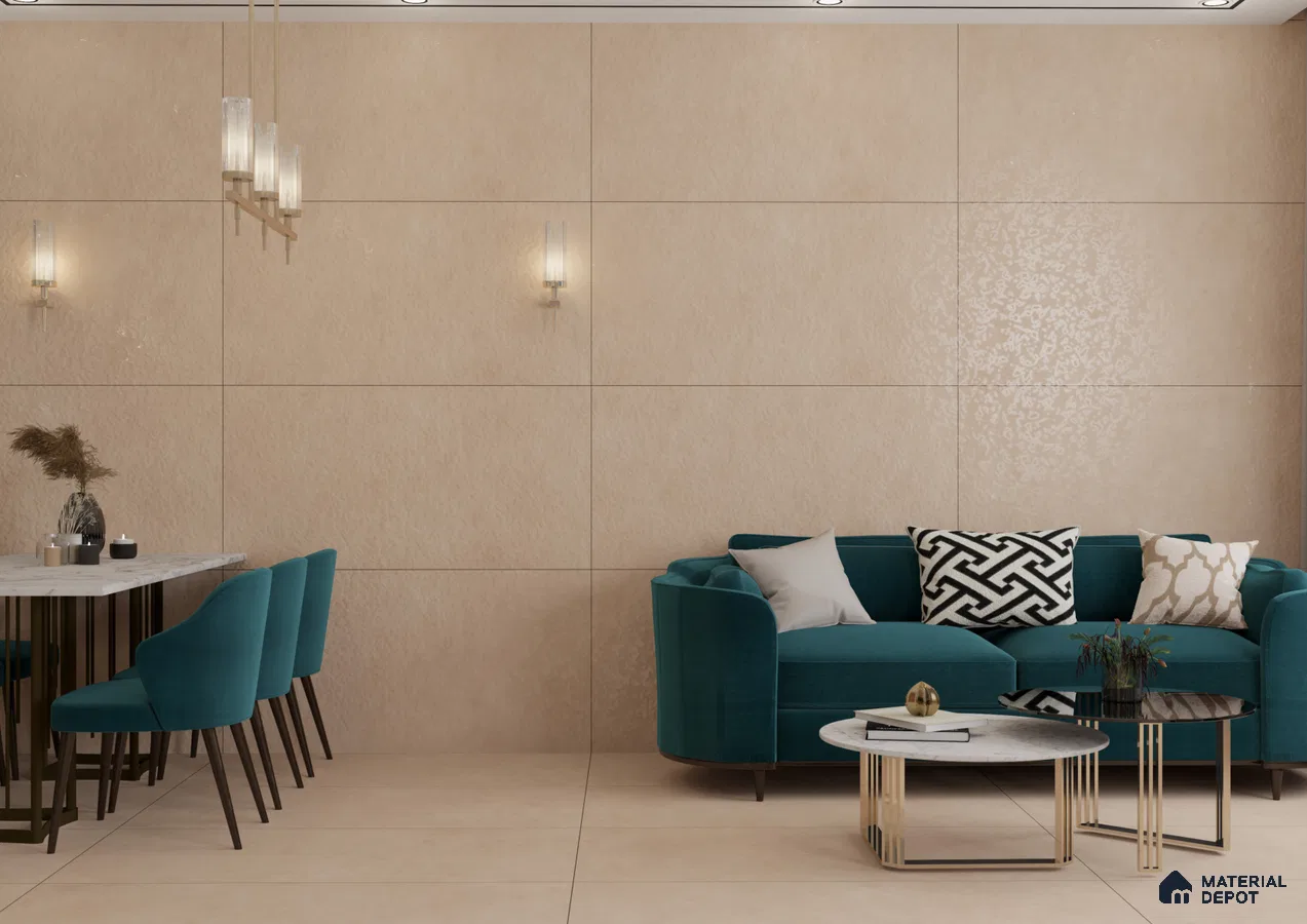Sandstone Elegance Living Room | Material Depot