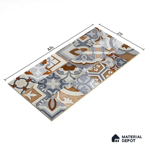Moroccan Wall Tile TL 06491 Decor Art Brown 4 ft x 2 ft Carving Matte Finish Vitrified Tile - 9 mm | Suitable for Living Room, Bedroom & Bathroom (Sample)