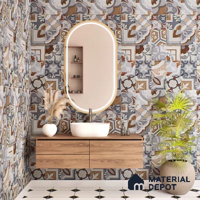 Moroccan Wall Tile TL 06491 Decor Art Brown 4 ft x 2 ft Carving Matte Finish Vitrified Tile - 9 mm | Suitable for Living Room, Bedroom & Bathroom (Sample)
