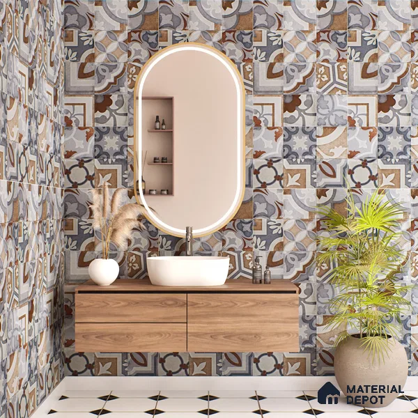 Moroccan Wall Tile TL 06491 Decor Art Brown 4 ft x 2 ft Carving Matte Finish Vitrified Tile - 9 mm | Suitable for Living Room, Bedroom & Bathroom (Sample)