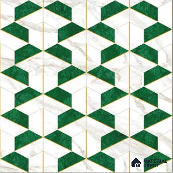 Moroccan Wall & Floor Tile TL 10044 | GR 6060 | 1 ft x 1 ft Matte Finish Ceramic Tile - 10 mm | Suitable for Bathroom, Kitchen, Balcony | Please Expect a Slight Variation of Pattern