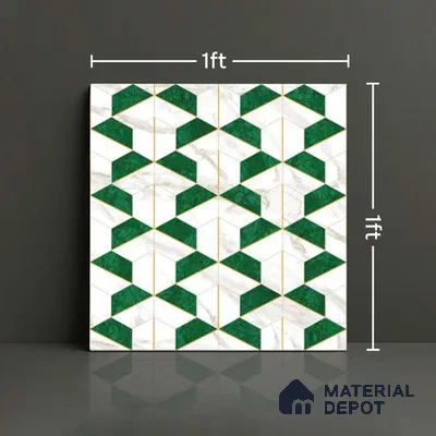 Moroccan Wall & Floor Tile TL 10044 | GR 6060 | 1 ft x 1 ft Matte Finish Ceramic Tile - 10 mm | Suitable for Bathroom, Kitchen, Balcony | Please Expect a Slight Variation of Pattern