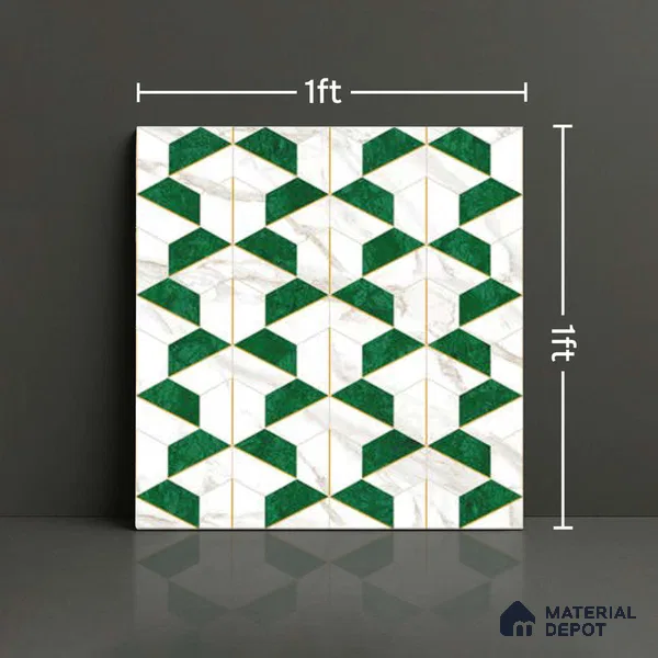 Moroccan Wall & Floor Tile TL 10044 | GR 6060 | 1 ft x 1 ft Matte Finish Ceramic Tile - 10 mm | Suitable for Bathroom, Kitchen, Balcony | Please Expect a Slight Variation of Pattern