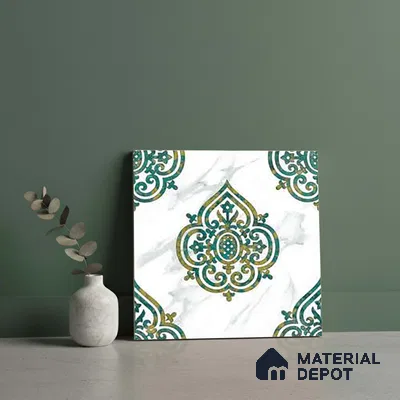 Moroccan Wall & Floor Tile TL 10031 | CRV-78 | 1 ft x 1 ft Matte Finish Ceramic Tile - 10 mm | Suitable for Bathroom, Kitchen, Balcony | Please Expect a Slight Variation of Pattern