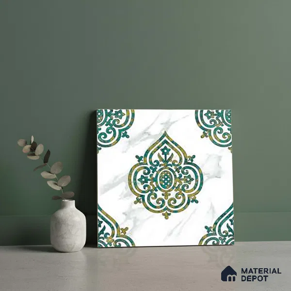 Moroccan Wall & Floor Tile TL 10031 | CRV-78 | 1 ft x 1 ft Matte Finish Ceramic Tile - 10 mm | Suitable for Bathroom, Kitchen, Balcony | Please Expect a Slight Variation of Pattern