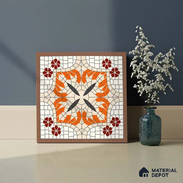 Moroccan Wall Tile TL 10019 B | CRV-111 | 1 ft x 1 ft Matte Finish Ceramic Tile - 10 mm | Suitable for Bathroom, Kitchen, Balcony | Please Expect a Slight Variation of Pattern