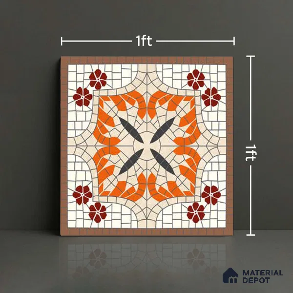 Moroccan Wall Tile TL 10019 B | CRV-111 | 1 ft x 1 ft Matte Finish Ceramic Tile - 10 mm | Suitable for Bathroom, Kitchen, Balcony | Please Expect a Slight Variation of Pattern