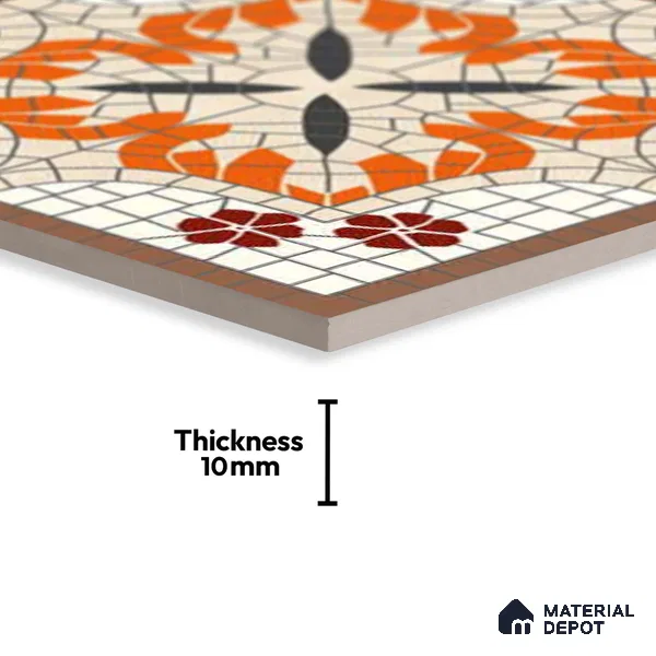 Moroccan Wall Tile TL 10019 B | CRV-111 | 1 ft x 1 ft Matte Finish Ceramic Tile - 10 mm | Suitable for Bathroom, Kitchen, Balcony | Please Expect a Slight Variation of Pattern