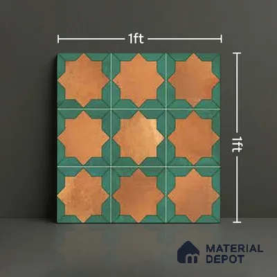 Wall & Floor Tile TL 10021 | CRV-114 | 1 ft x 1 ft  Finish Ceramic Tile - 10 mm | Suitable for Living Room, Bedroom, Bathroom & Kitchen | Please Expect a Slight Variation of Pattern