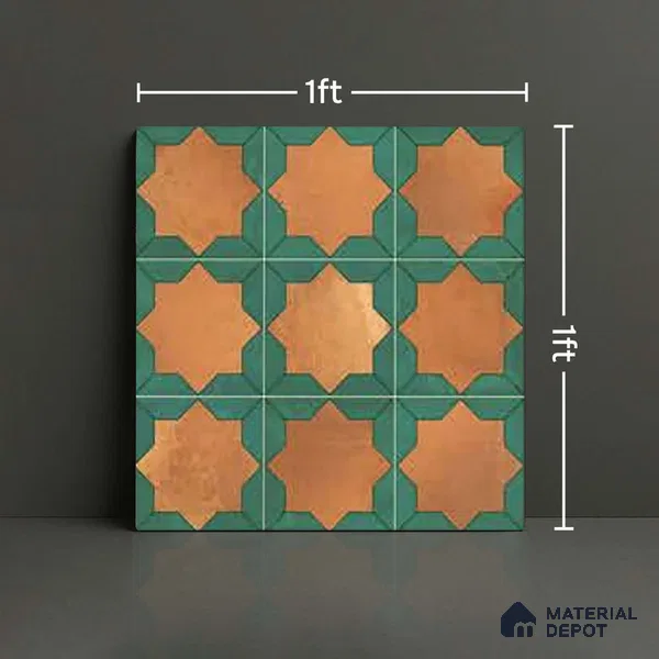 Wall & Floor Tile TL 10021 | CRV-114 | 1 ft x 1 ft  Finish Ceramic Tile - 10 mm | Suitable for Living Room, Bedroom, Bathroom & Kitchen | Please Expect a Slight Variation of Pattern