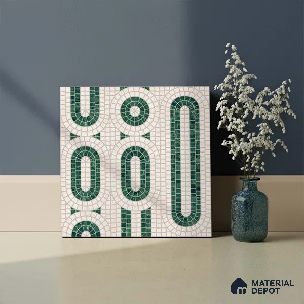 Moroccan Wall Tile TL 10012 | CRV-102 | 1 ft x 1 ft Matte Finish Ceramic Tile - 10 mm | Suitable for Bathroom, Kitchen, Balcony | Please Expect a Slight Variation of Pattern